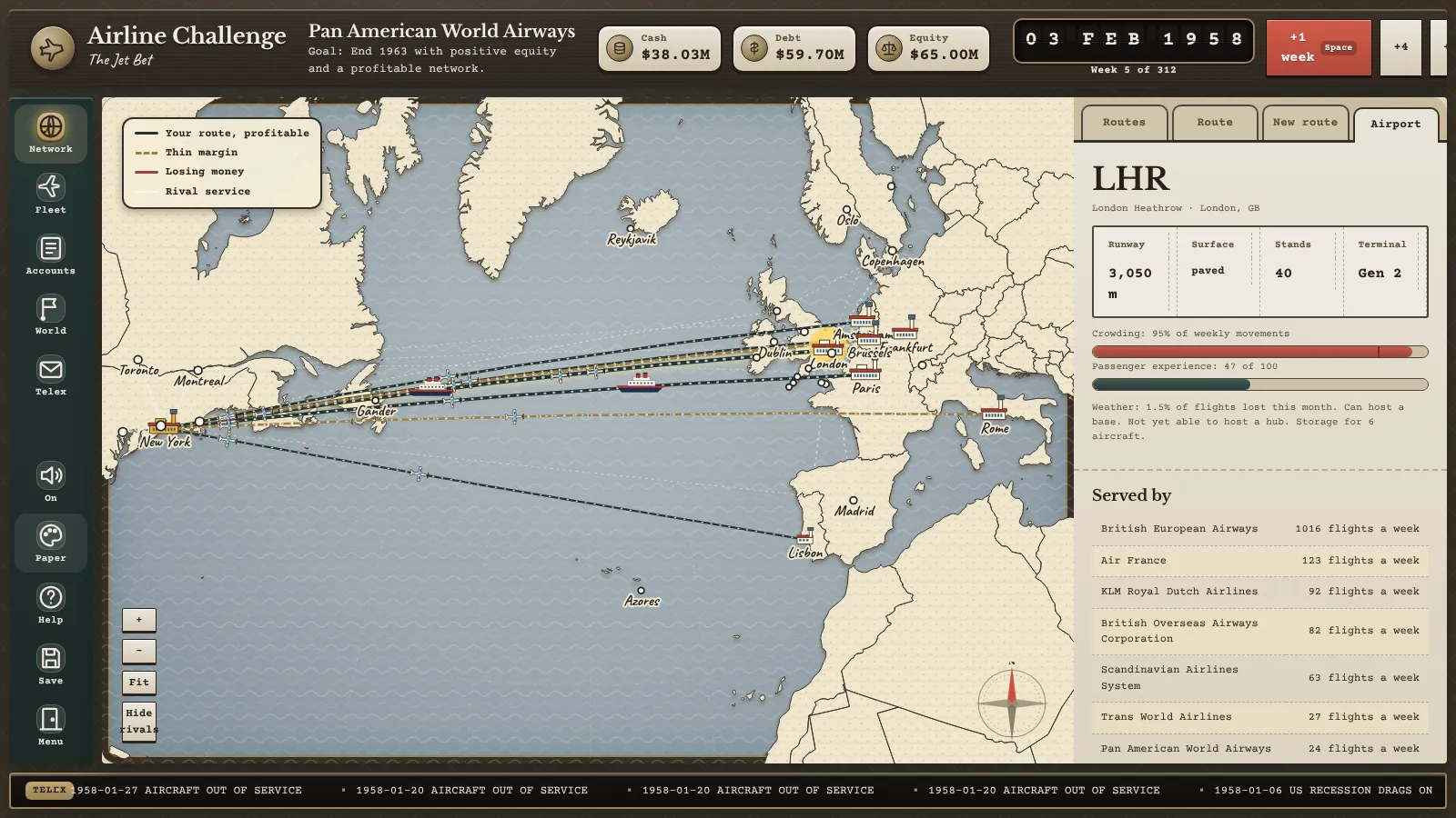 The same chart in the paper skin used for the 1940s, with typewriter type